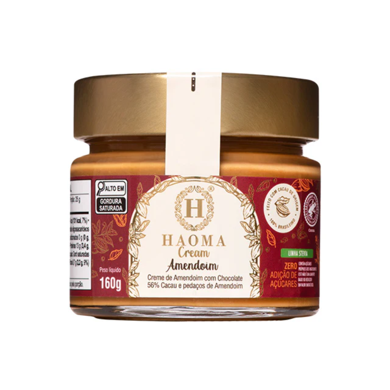 Haoma Creme de Amendoim Com Chocolate | Linha Stevia (160g)